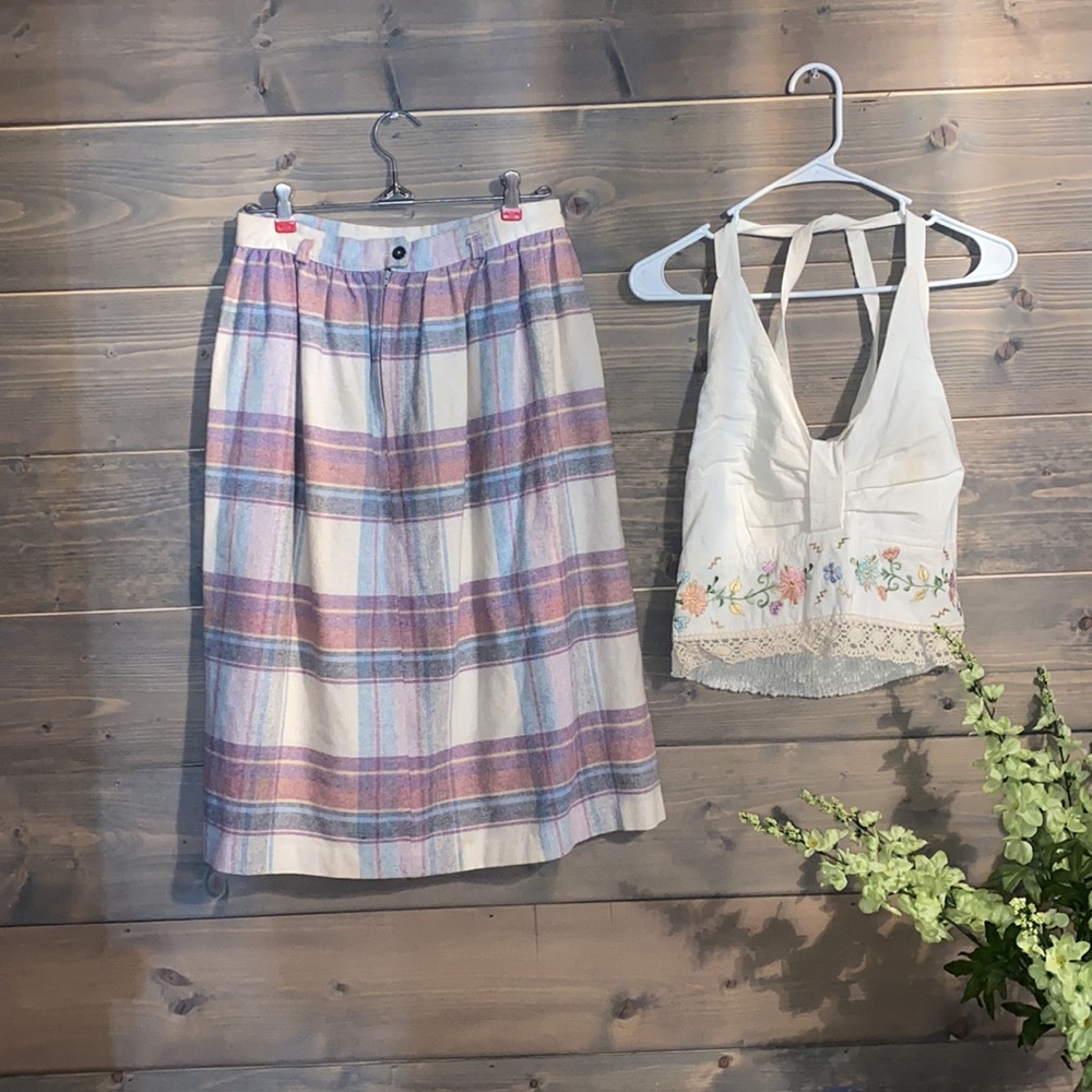 Vintage plaid wool skirt Union Made